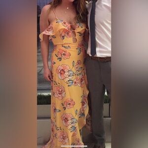 Sabo Skirt One Shoulder Floral Dress in Yellow and Pink